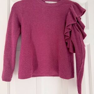Elegant Burgundy Sweater with Ruffle Detail